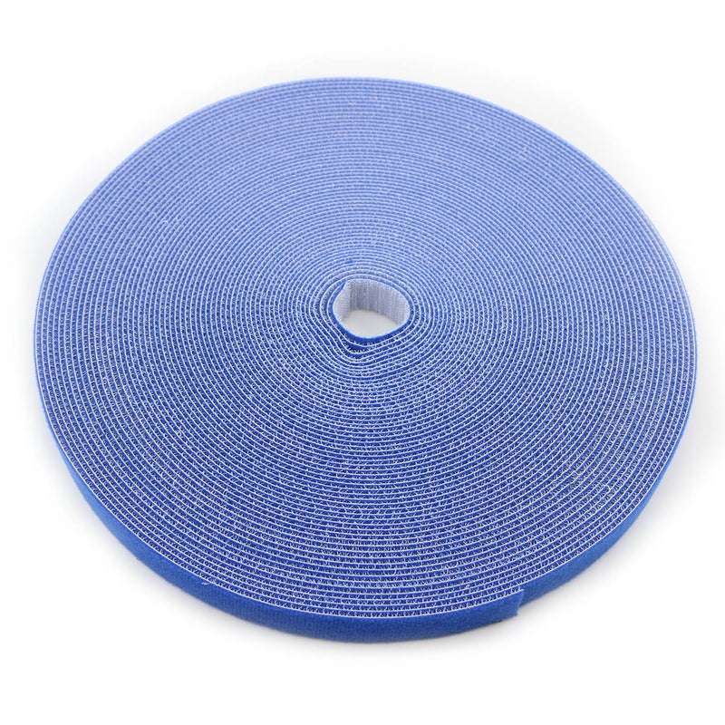 Saisn Reusable Fastening Tape Cable Ties 3/4 Inch Double Side Hook Roll (25 Yard, Blue) - Image 1
